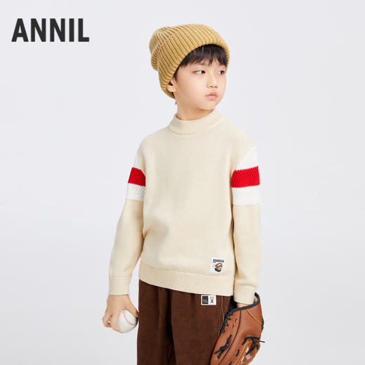 【软糯全棉毛衣】男童中领棉线衫冬季新款安奈儿童装EB544588 商品图2
