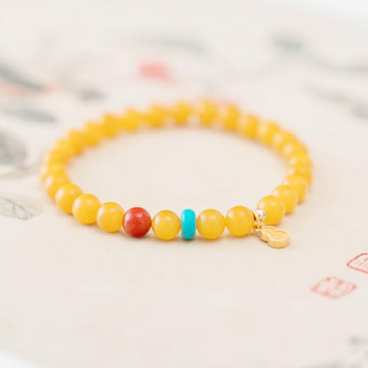 小吉牌南红转运珠蜜蜡手串6mm 商品图0