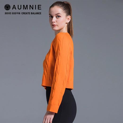 AUMNIE澳弥尼亮橘绞花针织毛衣卫衣宽松毛圈针织长袖运动瑜伽休闲 商品图1