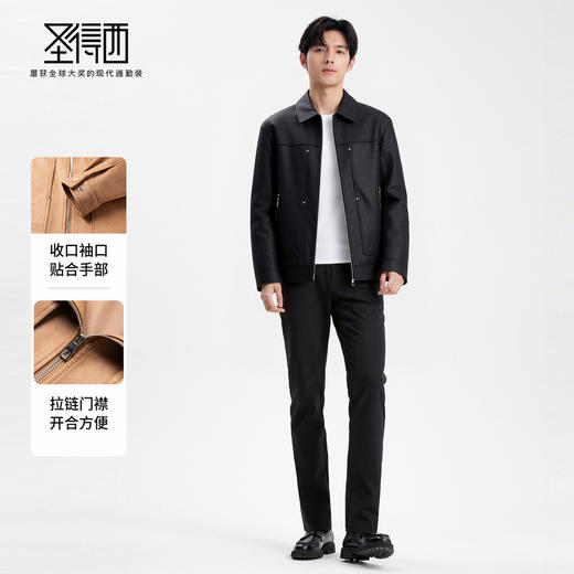 【仿麂皮】圣得西男士翻领夹克2025年秋季新款耐磨易打理工装外套 商品图3