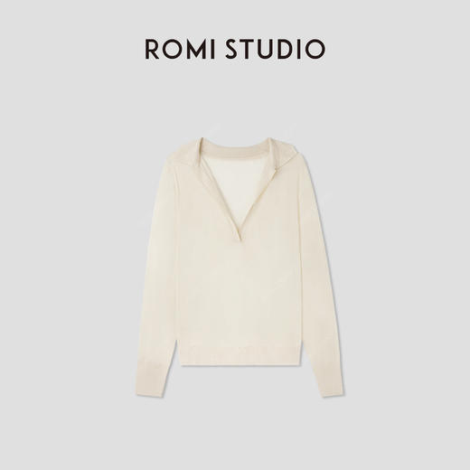 ROMI STUDIO“法式慵懒”莱赛尔亚麻混纺轻薄翻领针织衫 RWCRST4062 商品图0