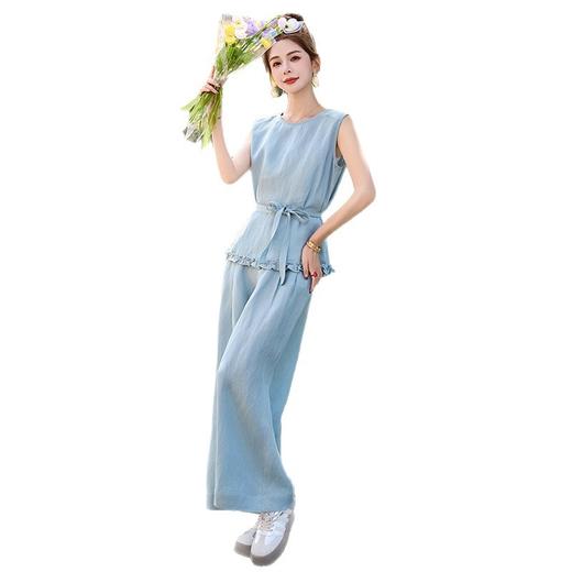 休闲时尚马甲套装女2025夏季新款洋气减龄小个子超火阔腿裤两件套WQE2528BBL 商品图4
