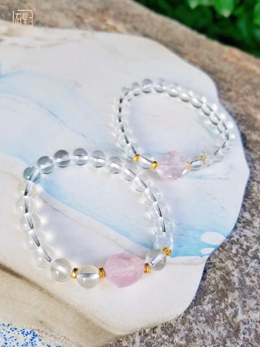 天然粉晶\紫晶原石能量手链+数字能量牌 商品图1