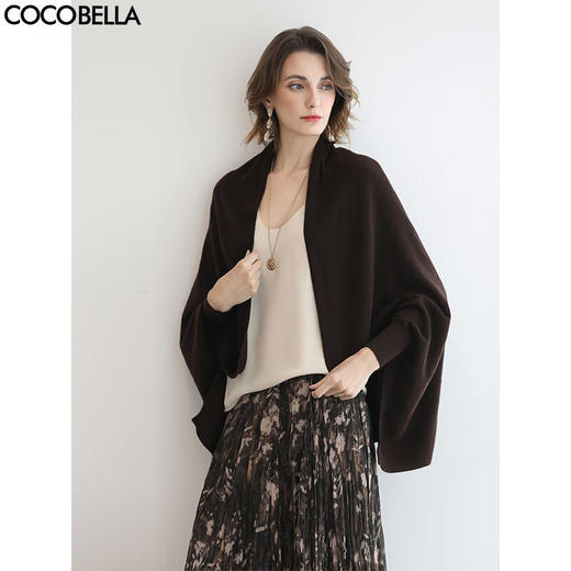 COCOBELLA通勤休闲含羊毛毛衣女松弛感保暖披肩针织衫MZ3235 商品图0