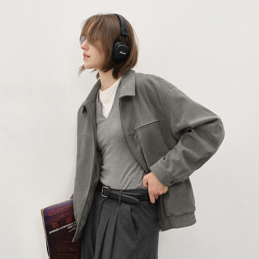 714street美式麂皮绒底特律夹克男2025秋冬款老钱风穿搭工装外套 商品图1