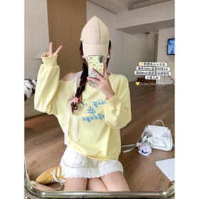 <曾小咸推荐>韩系斜领立体装饰长袖卫衣T恤