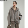 COCOBELLA假两件连帽毛呢外套女秋冬仿水波纹短款呢子大衣WL3205 商品缩略图1