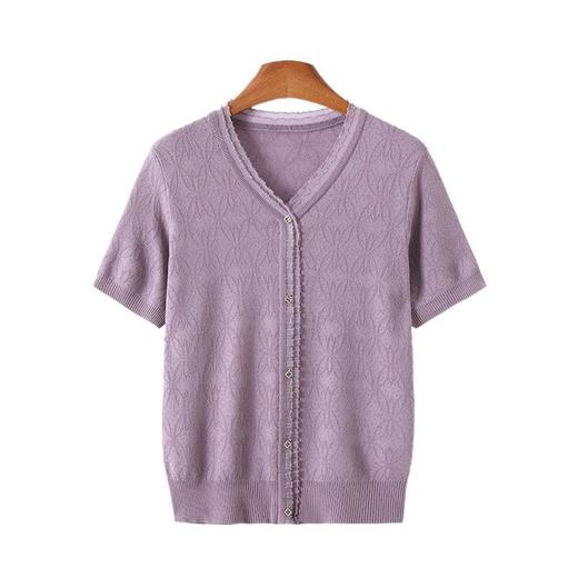 W086-8926-78-138年轻妈妈夏装冰丝短袖T恤小衫2025新款中老年女洋气减龄针织上衣 商品图4