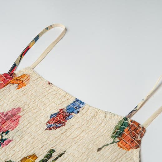 谜底苎麻连衣裙长裙2025秋季新款复古水果印花吊带裙子257ML7843 商品图3