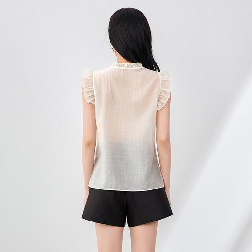 「高货wl」全新升级【铂金会员220/天猫299/差价79】(04855)洛诗琳法式减龄木耳花边衬衫2025夏季气质天丝混纺上衣女 商品图1