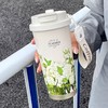 【轻奢感满满❗夏日花园咖啡杯】密封防漏长效保温，开盖直接饮用轻便携带，360°全密封倒置不漏水，不锈钢保温杯情侣便携杯学生随行水杯L 商品缩略图1
