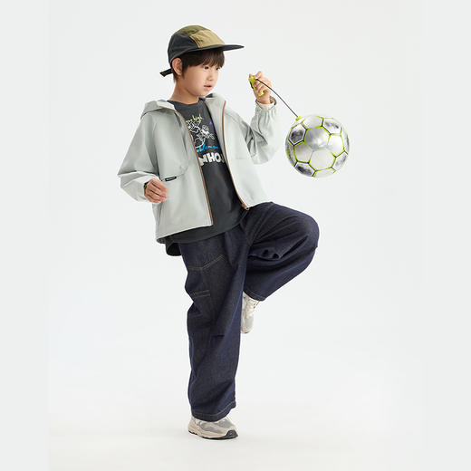 漫画家【CLAP牛仔裤】儿童牛仔裤原色宽松多口袋工装阔腿裤男女童 商品图1