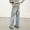 714street猫须渐变水洗纯棉浅蓝色牛仔裤男 2025秋冬季直筒休闲裤 商品缩略图0