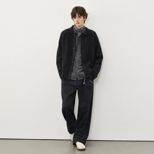 714street菠萝纹情侣翻领毛衣开衫男2025秋冬cleanfit针织外套女 商品图3