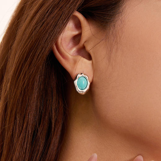 Manreya玛芮雅“黛青之镜”绿松石珍珠项链耳坠|淡水珍珠，绿松 商品图5