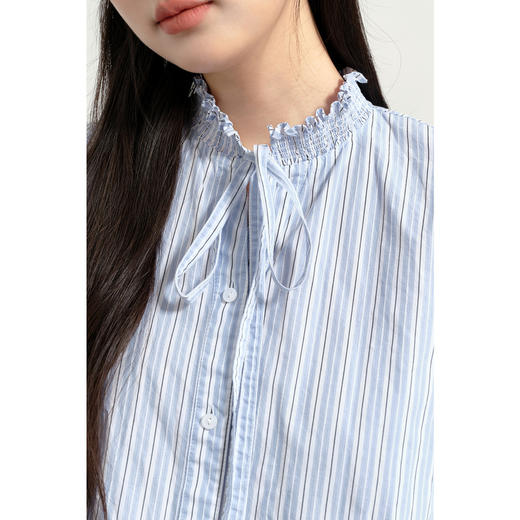 【商场同款】诗凡黎飘带领撞色条纹衬衫2025春新款衬衣3G2120732R 商品图3