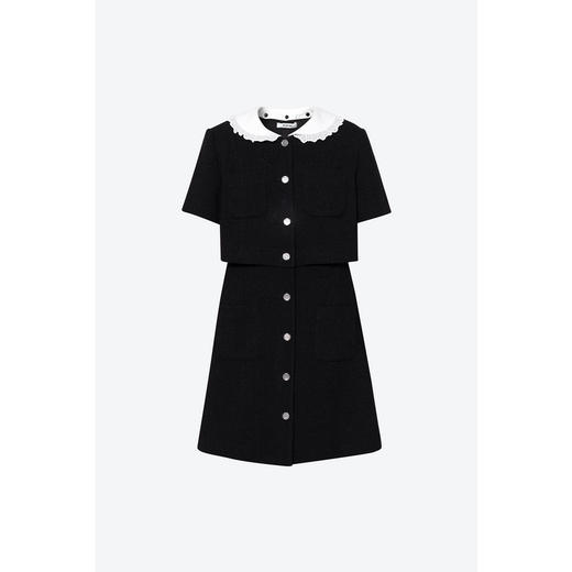 【商场同款】诗凡黎圆领蕾丝边连衣裙2025春新款长裙女3G3190011 商品图0