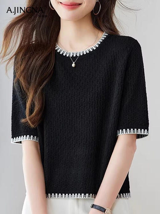 【百搭舒适】阿菁娜艺术韵律装饰编织设计毛衫F30Q301003 商品图0