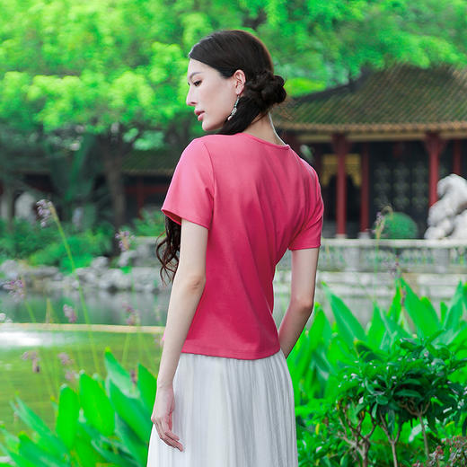 【夏季新品T恤】虹裳蝶褶修身短袖上衣 | 现货加急发 商品图2