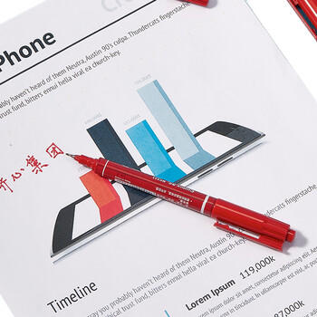 齐心(Comix)小双头记号笔/勾线笔绘画/物流油性笔/ 线幅0.5-1.5mm/红 12支/盒 MK833 商品图3