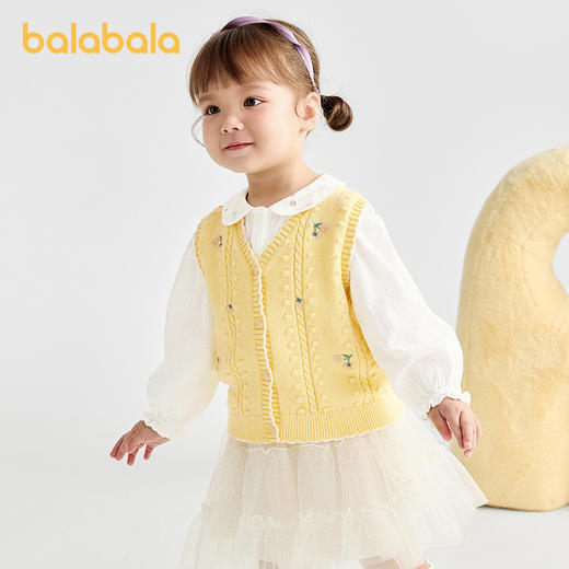 【商场同款】巴拉巴拉宝宝针织马甲女童开衫V领2025秋季新款毛衣 商品图2