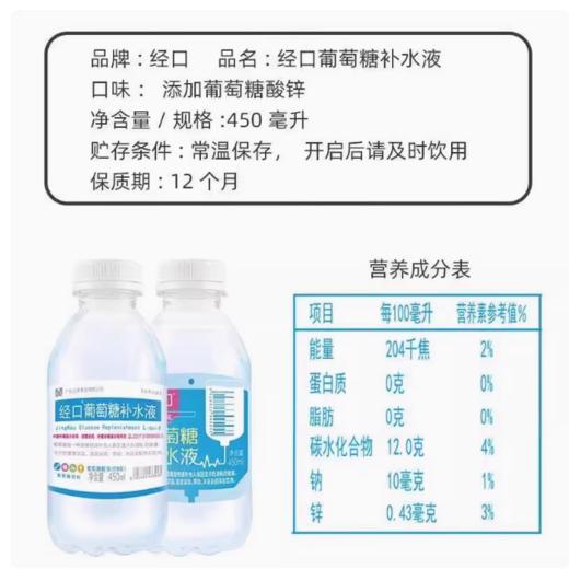 经口葡萄糖补水液加锌饮料450ml 商品图4