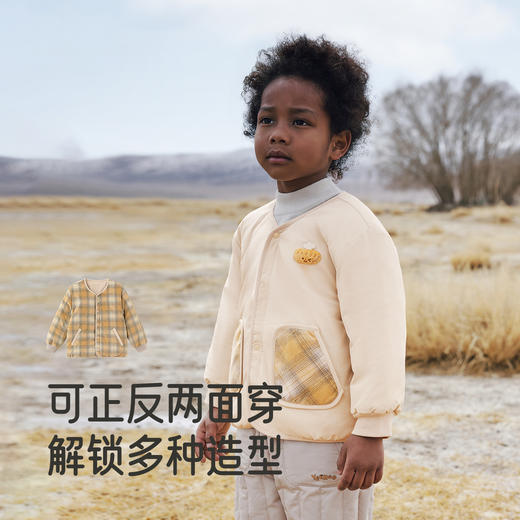 【商场同款】英氏男宝宝双面外套秋冬装新款加厚保暖儿童格子上衣 商品图3