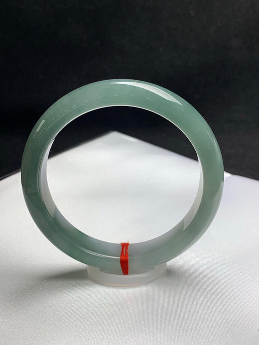 620671，59.6圈口，糯化油青正圈平安镯，底子胶润 商品图0