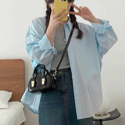 【格子+纯色衬衫可选】复古长袖衬衫   慵懒风 宽松减龄 商品图2