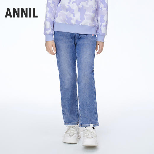 女童全腰梭织牛仔裤冬季新款安奈儿童装EG546574 商品图0