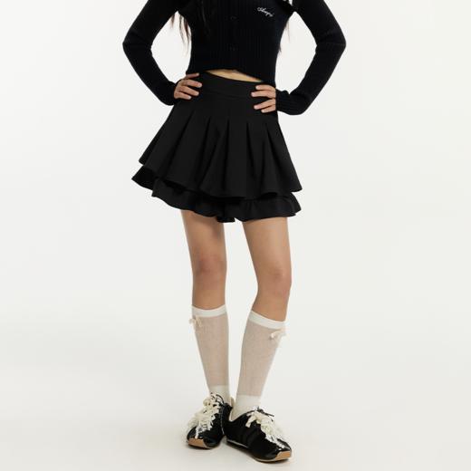 YKYB黄子韬 木耳边半身裙女宽松百搭白色显瘦a字学院风短裙秋季Y53FBQ064 商品图1