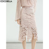 COCOBELLA100%醋酸重磅钩编蕾丝半身裙烫金剪花通勤裙HS3150 商品缩略图0