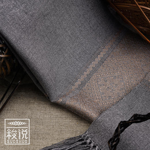 【梭说】素.单影 纯手工限量设计围巾 侗族传统织锦工艺纯棉 商品图0