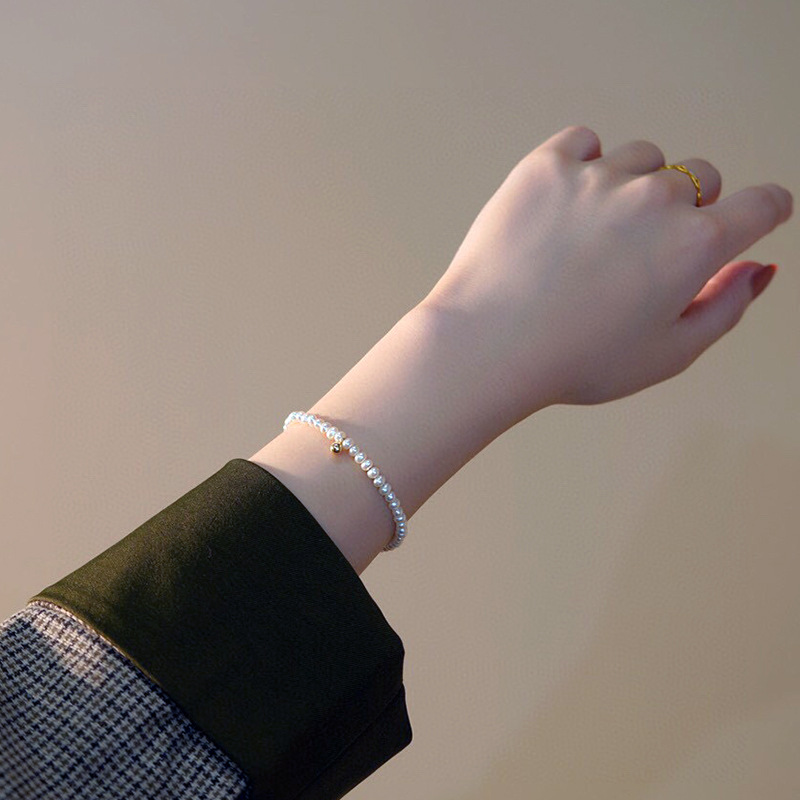 可爱天然淡水珍珠项链女小众设计感小金豆爱心手链尾链