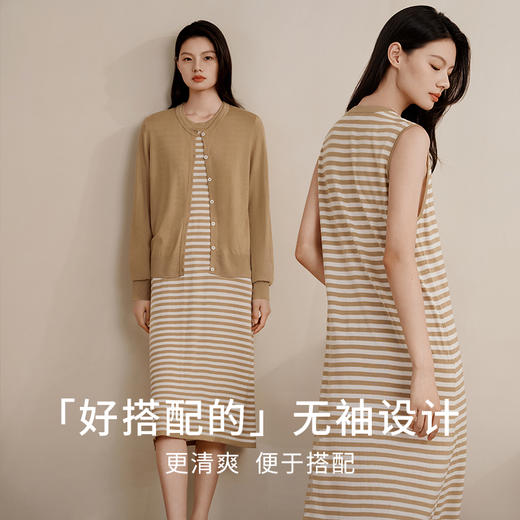 金三塔睡衣女真丝桑蚕丝羊毛无袖连衣裙居家服  YZFFC904 商品图2