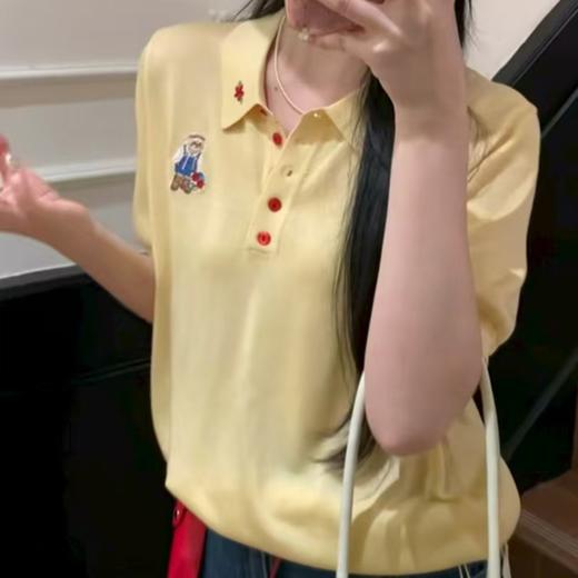 禾家同款【苎麻天丝凉感刺绣小熊Polo衫】苎麻天丝混纺面料~会呼吸的面料，上身就像吹着小空调，舒适透气排汗不粘身 商品图1