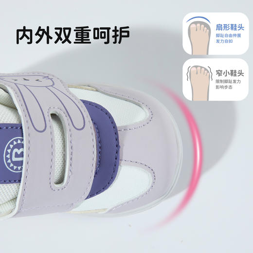 贝贝怡春秋新款女童学步鞋柔软轻便女孩魔术贴包头休闲鞋ZB3EX005 商品图9