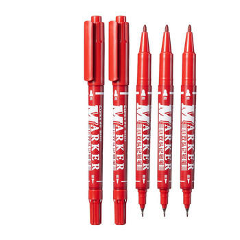 齐心(Comix)小双头记号笔/勾线笔绘画/物流油性笔/ 线幅0.5-1.5mm/红 12支/盒 MK833 商品图4