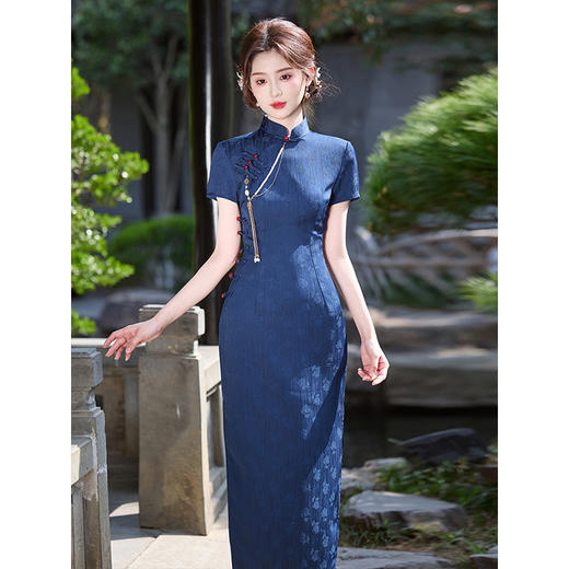 ＬＳＢ3908古法盘扣旗袍女新中式国风夏季提花气质连衣裙2025新款年轻款少女 商品图2