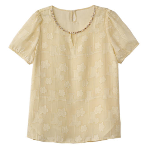 高品质大码遮肉减龄中年女百搭小清新夏宽松新款大码短袖上衣衬衫 商品图4