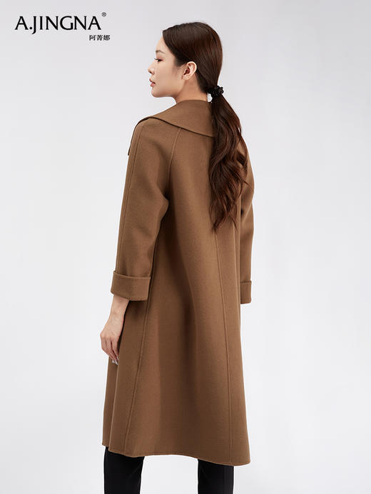 【商城同款】阿菁娜全绵羊毛牛角扣翻领大衣F30D211081 商品图5