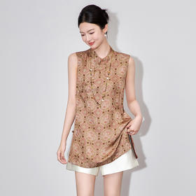 「高货wl」全新升级【铂金会员312/天猫419/差价107】(22703)洛诗琳新中式香云纱无袖马甲2025夏季复古国风旗袍上衣