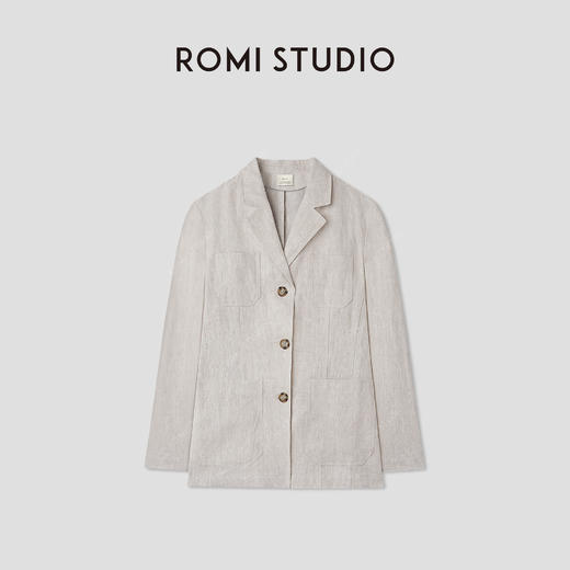 ROMI STUDIO“自我轮廓”100%亚麻经典老钱轻薄西装外套 RWCAS64061 商品图0