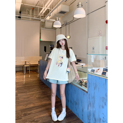 【129元任选2件】现货！可爱猫咪立体头巾宽松短袖 商品图4