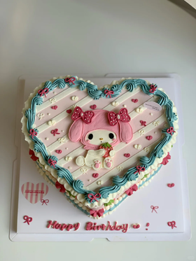 美乐蒂爱心形复古手绘蛋糕-低糖处理无添加