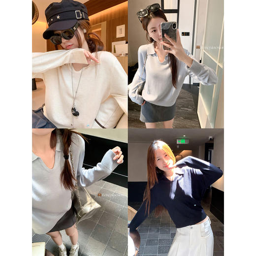 <曾小咸推荐>现货秒杀 ！微信超特价！3色韩系Polo领针织衫 日常139.99 立减70 秒杀69.99！！褶皱蕾丝边阔腿西装裤 秒杀89.99！！ 商品图1