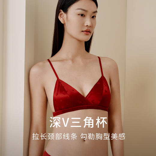 金三塔桑蚕丝文胸女深V三角杯无钢圈两穿肩带爱心法式性感内衣新 NZFFC305 商品图1