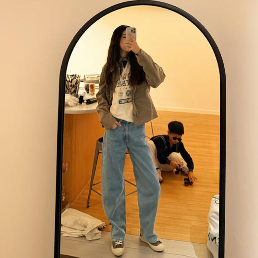 ROMI STUDIO环保洗水100%新疆棉舒适浅蓝直筒牛仔裤RW24WXD1263 商品图1