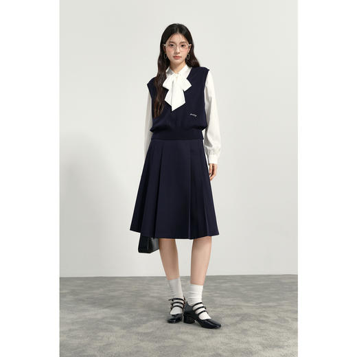 【商场同款】诗凡黎纯色v领羊毛针织马甲2025春新款上衣3G2130431 商品图1