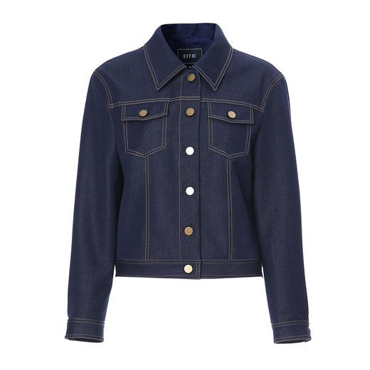 EITIE爱特爱简约早秋复古通勤时尚短款翻领牛仔2025秋季新款外套C2503808 商品图5